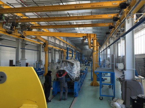 Расстановка нестандартного оборудования на Заводе по производству дизельных двигателей GEVO в Астане