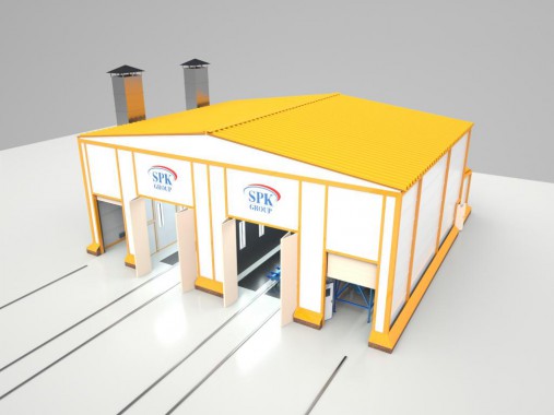 Комплекс окрасочно-сушильной и дробеструйной камер уличного типа SPK-15.18.6