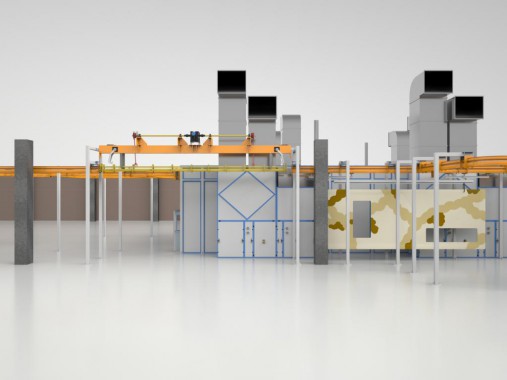 Линия окраски и сушки деталей кузовов спецтехники SPK Линия окраски и сушки деталей кузовов спецтехники SPK