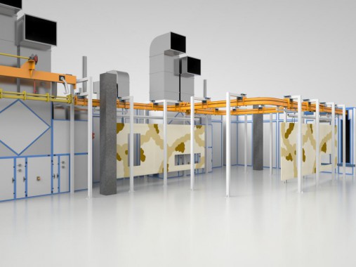 Линия окраски и сушки деталей кузовов спецтехники SPK Линия окраски и сушки деталей кузовов спецтехники SPK