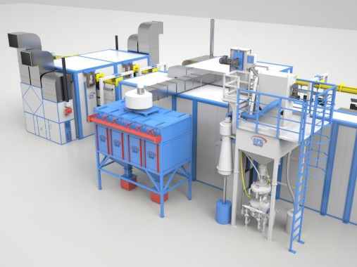 Линия подготовки и покраски SPK для деталей тракторов Линия подготовки и покраски SPK для деталей тракторов