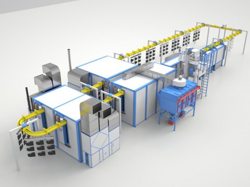 Линия подготовки и покраски SPK для деталей тракторов Линия подготовки и покраски SPK для деталей тракторов