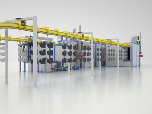 Линия подготовки и покраски SPK для деталей тракторов Линия подготовки и покраски SPK для деталей тракторов