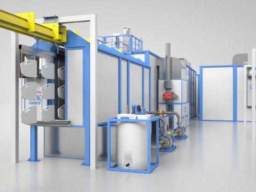 Линия подготовки и покраски SPK для деталей тракторов Линия подготовки и покраски SPK для деталей тракторов