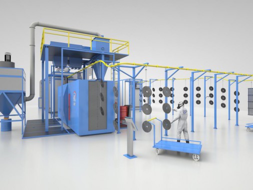 Автоматическая конвейерная линия для подготовки и окраски деталей сельхозтехники SPK Автоматическая конвейерная линия для подготовки и окраски деталей сельхозтехники SPK