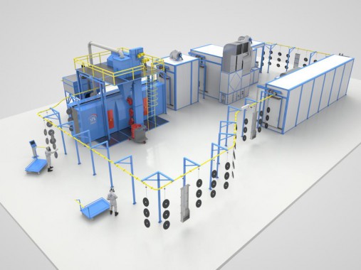 Автоматическая конвейерная линия для подготовки и окраски деталей сельхозтехники SPK Автоматическая конвейерная линия для подготовки и окраски деталей сельхозтехники SPK