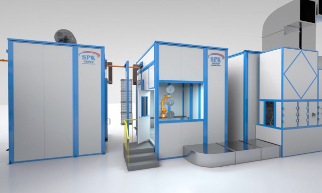 Автоматическая конвейерная линия для подготовки и окраски деталей сельхозтехники SPK Автоматическая конвейерная линия для подготовки и окраски деталей сельхозтехники SPK