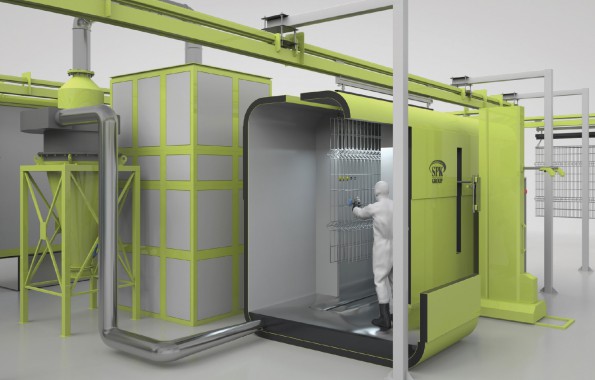 Порошковая линия окраски проволочных заграждений SPK