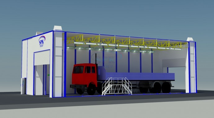 Дробеструйная камера уличного исполнения проходного типа SPK 20.11.7 Дробеструйная камера уличного исполнения проходного типа SPK 20.11.7