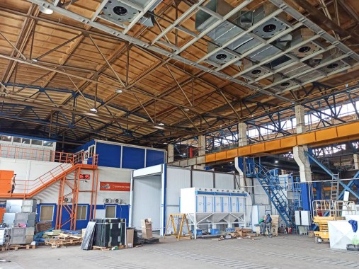 Зона открытой окраски SPK-OPSS-18.21.7 и дробеструйная камера SPK-SBB-15.5, г. Омск