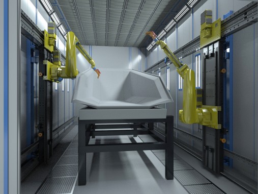 Линия роботизированной подготовки и окраски деталей самосвальной техники SPK