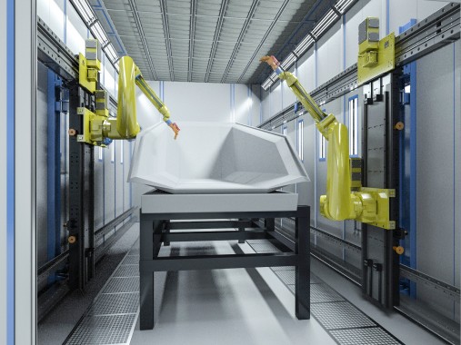 Линия роботизированной подготовки и окраски деталей самосвальной техники SPK