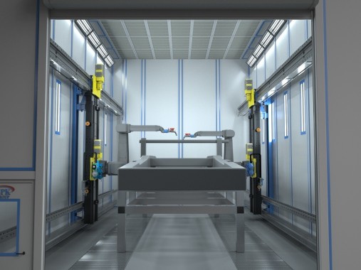 Автоматическая камера с роботами для покраски спецтехники SPK