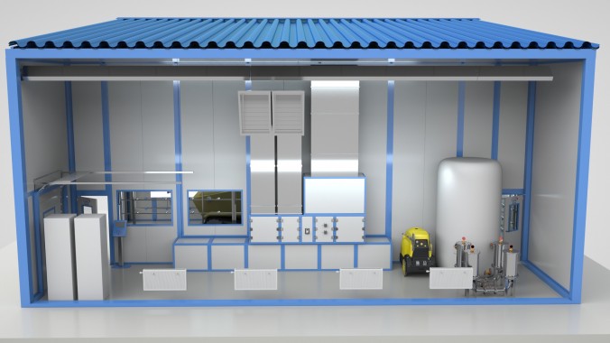 Уличная камера дождевания с функцией мойки для гусеничных тягачей Уличная камера дождевания с функцией мойки для гусеничных тягачей