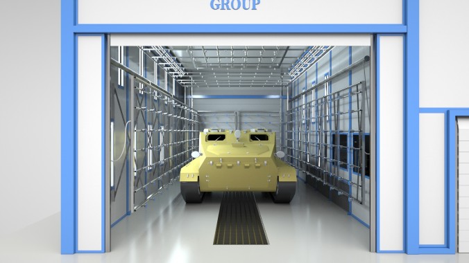 Уличная камера дождевания с функцией мойки для гусеничных тягачей Уличная камера дождевания с функцией мойки для гусеничных тягачей