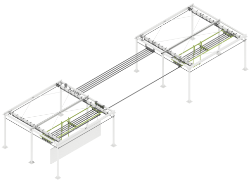 Линия порошковой окраски с ручной конвейерной системой для стройматериалов