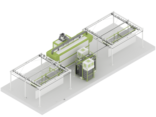 Линия порошковой окраски с ручной конвейерной системой для стройматериалов