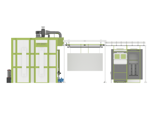 Линия порошковой окраски с ручной конвейерной системой для стройматериалов для компрессорного оборудования