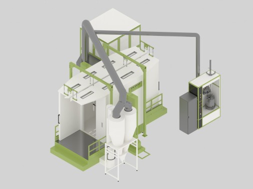 Линия порошковой окраски с монорельсовым конвейером для систем водоочистки Линия порошковой окраски с монорельсовым конвейером для систем водоочистки