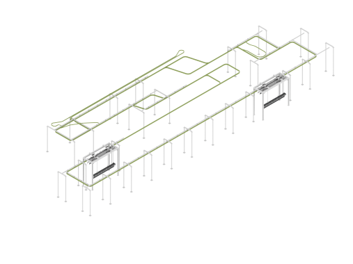 Линия порошковой окраски с конвейерной системой Power & Free для металлоконструкций