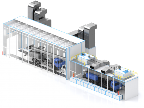 Зона открытой окраски для полуприцепов, автомобильных кранов и спецфургонов