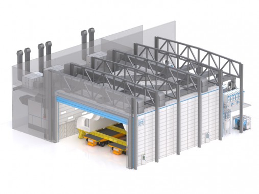 Дробеструйно-окрасочная камера для судовых блоков SPK Дробеструйно-окрасочная камера для судовых блоков SPK