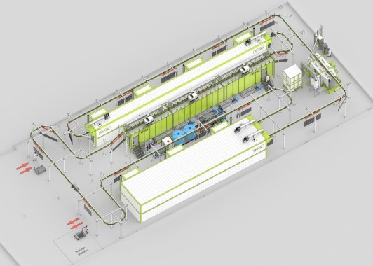 Автоматическая линия порошковой окраски с монорельсовым конвейером и химической подготовкой поверхности SPK Автоматическая линия порошковой окраски с монорельсовым конвейером и химической подготовкой поверхности SPK