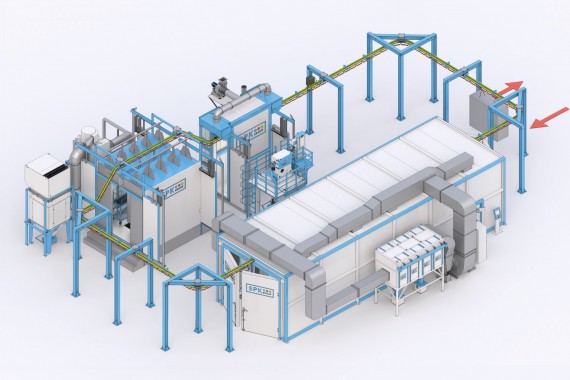 Комплекс оборудования для порошковой окраски с ручным подвесным конвейером SPK Комплекс оборудования для порошковой окраски с ручным подвесным конвейером SPK
