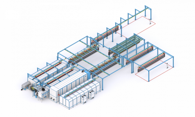 Линия дробеструйной обработки и порошковой окраски сельхозтехники Линия дробеструйной обработки и порошковой окраски сельхозтехники