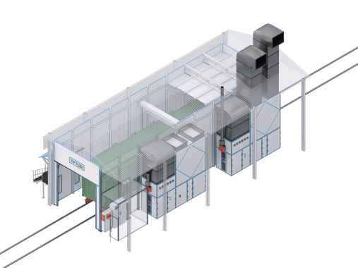 Окрасочно-сушильная камера проходного типа уличного исполнения для морских контейнеров Окрасочно-сушильная камера проходного типа уличного исполнения для морских контейнеров