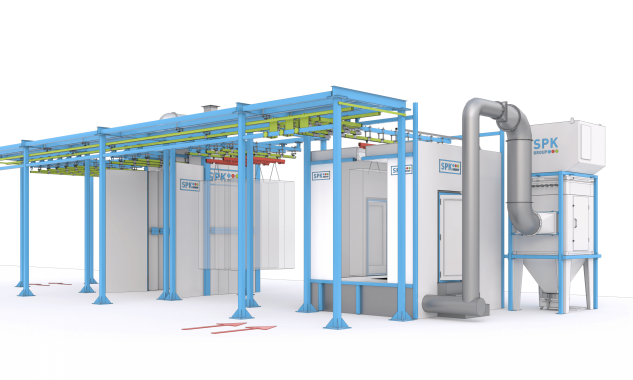 Комплекс оборудования для порошковой окраски с конвейерной системой