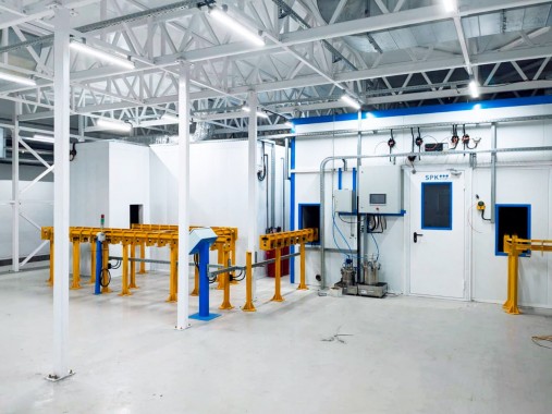 Автоматизированная линия SPK для покраски деталей электровентиляторов и электродвигателей, г. Пермь Автоматизированная линия SPK для покраски деталей электровентиляторов и электродвигателей, г. Пермь