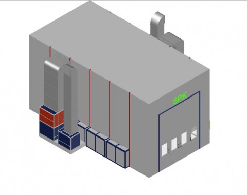 Покрасочно-сушильная камера для грузового транспорта SPK-12х5х5