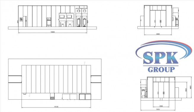 Окрасочно-сушильный комплекс для металлоконструкций проходного типа SPK-30.6.5 Окрасочно-сушильный комплекс для металлоконструкций проходного типа SPK-30.6.5