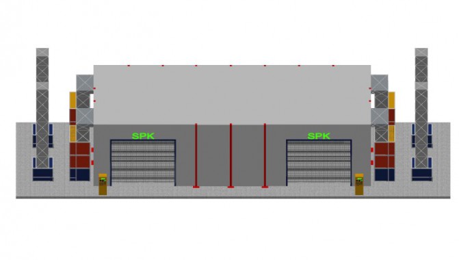 Уличная окрасочная камера, пристроенная к существующему зданию SPK-17.5.5 Уличная окрасочная камера, пристроенная к существующему зданию SPK-17.5.5