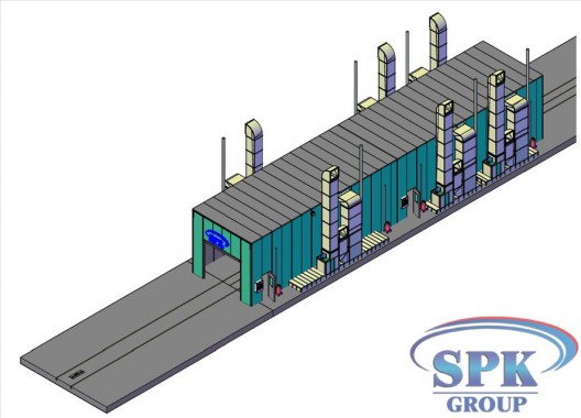 Окрасочно-сушильный комплекс для металлоконструкций проходного типа SPK-30.6.5 Окрасочно-сушильный комплекс для металлоконструкций проходного типа SPK-30.6.5