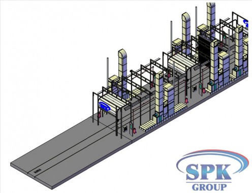 Окрасочно-сушильный комплекс для металлоконструкций проходного типа SPK-30.6.5 Окрасочно-сушильный комплекс для металлоконструкций проходного типа SPK-30.6.5