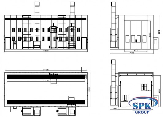 Окрасочно сушильная камера для блочных конструкций SPK 14x6x5 Россия-Германия Окрасочно сушильная камера для блочных конструкций SPK 14x6x5 Россия-Германия