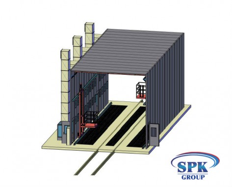 Окрасочно сушильная камера для сварных металлоконструкций с тележкой SPK 16x7x6 Окрасочно сушильная камера для сварных металлоконструкций с тележкой SPK 16x7x6