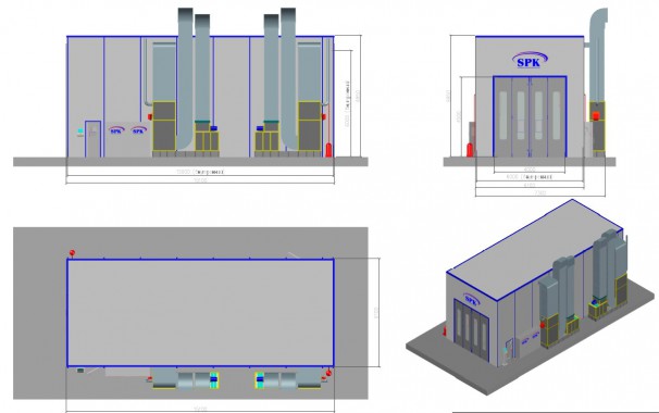 Тупиковая покрасочно-сушильная камера для грузовиков SPK-15.6.6