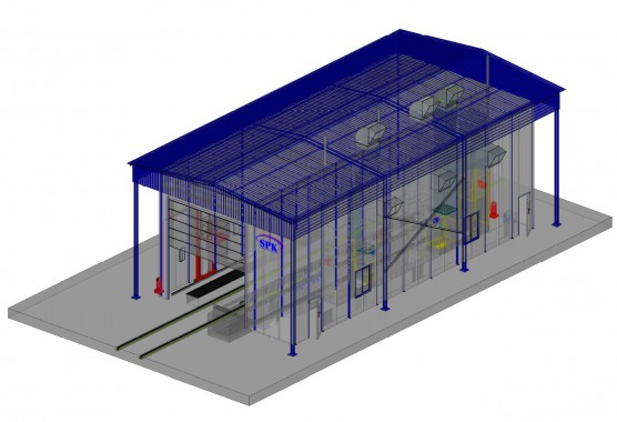 Проходная камера окраски для жд полувагонов уличного типа SPK-18.6.6 Проходная камера окраски для жд полувагонов уличного типа SPK-18.6.6