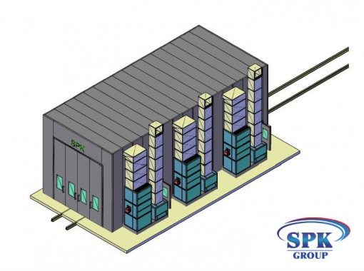 Окрасочно сушильная камера для сварных металлоконструкций с тележкой SPK 16x7x6 Окрасочно сушильная камера для сварных металлоконструкций с тележкой SPK 16x7x6