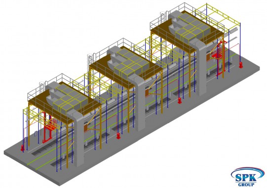 Комплекс для окраски и сушки трамваев проходного типа SPK-33.6.6