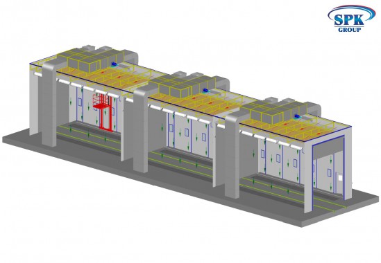 Комплекс для окраски и сушки трамваев проходного типа SPK-33.6.6