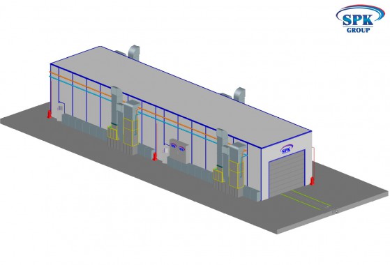 Малярная камера проходного типа для стрел башенных кранов SPK-32.7.5