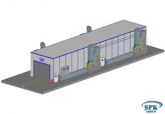 Малярная камера проходного типа для стрел башенных кранов SPK-32.7.5