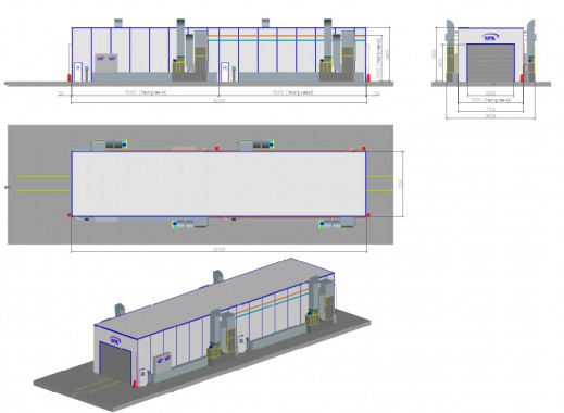 Малярная камера проходного типа для стрел башенных кранов SPK-32.7.5