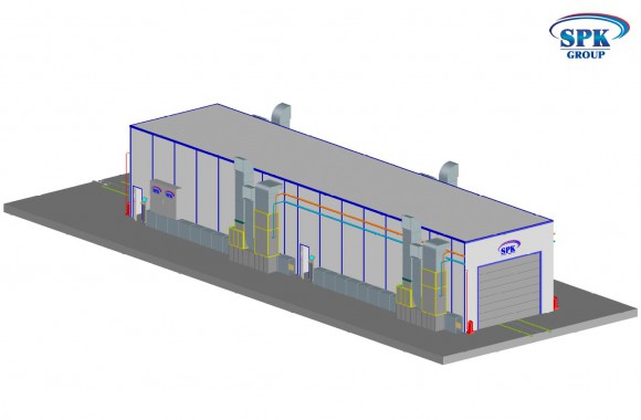 Малярная камера проходного типа для стрел башенных кранов SPK-32.7.5