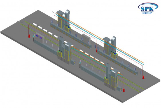 Малярная камера проходного типа для стрел башенных кранов SPK-32.7.5