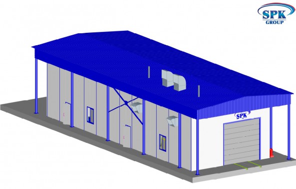 Уличная покрасочно-сушильная камера для металлоконструкций SPK-12.6.5 